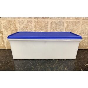 Tupperware‎ Bread Keeper Large Rectangle Container Dark Blue & Sheer